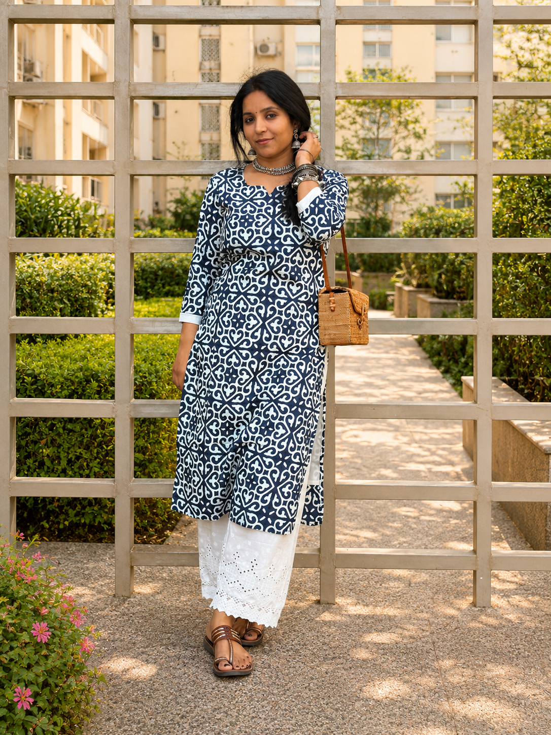 Indigo Mosaic Pure Cotton Kurta