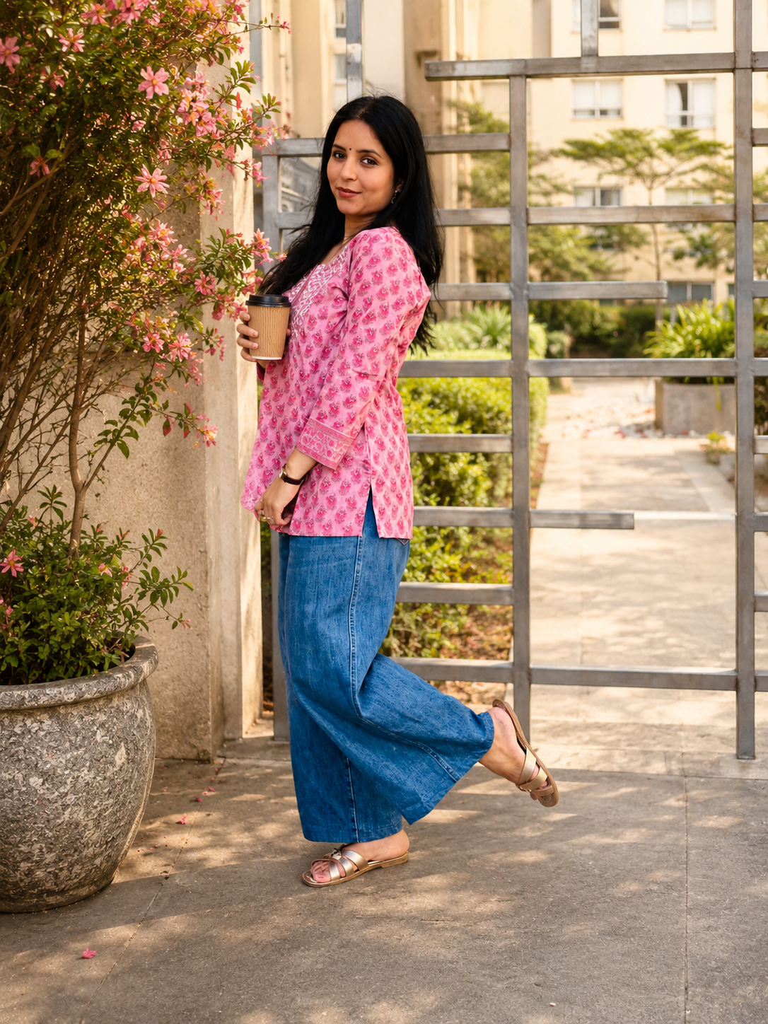 Pink Bloom Pure Cotton Short Top