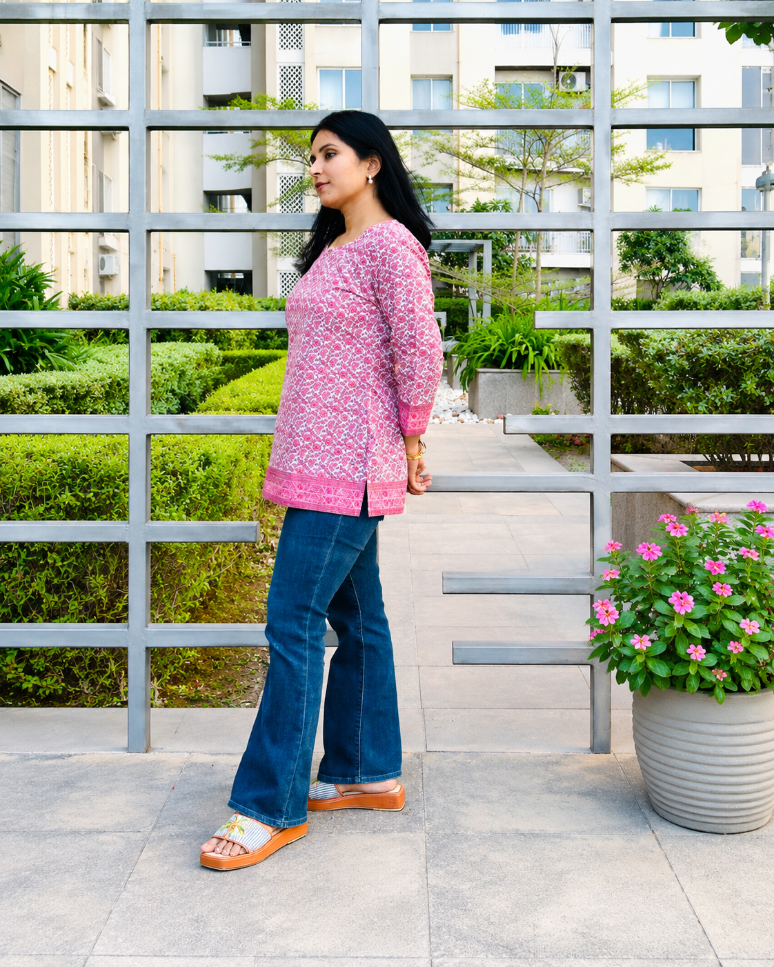 Rosé Garden Pure Cotton Short Top