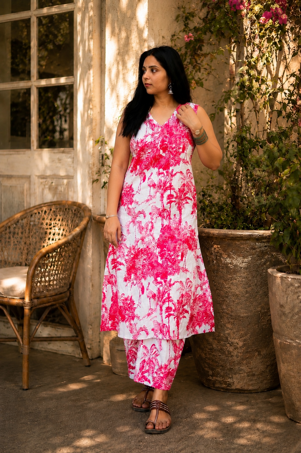Pink Palms Pure Cotton Co-ord Set