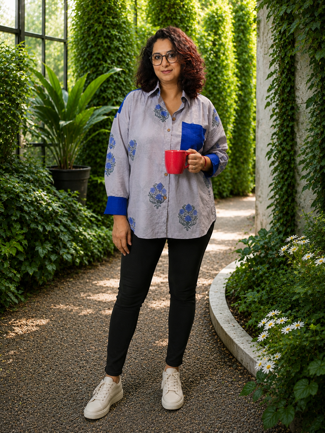 Indigo Whisper Hand Block Printed Anti-Fit Shirt
