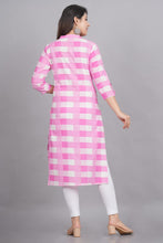 Load image into Gallery viewer, Pink Cotton Checks Printed Kurti For Women