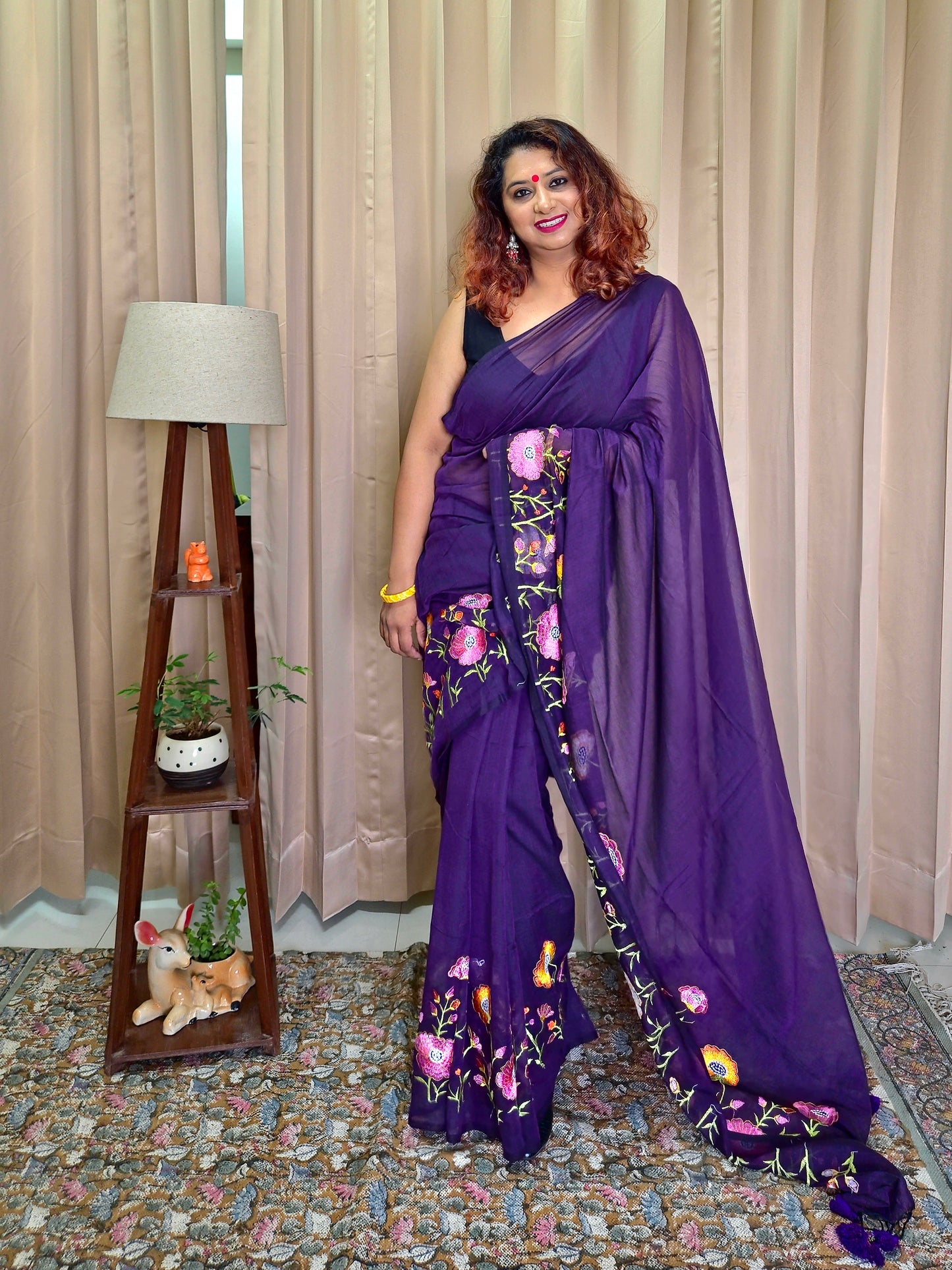 Jamuni Mul Cotton Embroidery Saree For Women