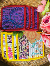 Load image into Gallery viewer, Multicolor Hand Block Printed Quilted Patch Work Coaster Set (Pack Of 4 Pc) For Women