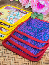 Load image into Gallery viewer, Multicolor Hand Block Printed Quilted Patch Work Coaster Set (Pack Of 4 Pc) For Women