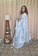 Load image into Gallery viewer, Silver Tissue Skirt Border Saree For Women