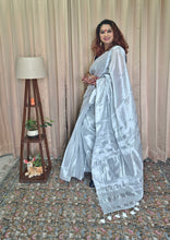 Load image into Gallery viewer, Silver Tissue Skirt Border Saree For Women