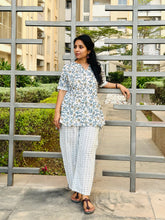 Load image into Gallery viewer, White & Grey Hand Block Printed Cotton Kurta Pant Co-Ord Set For Women