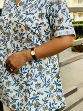 Load image into Gallery viewer, White & Grey Hand Block Printed Cotton Kurta Pant Co-Ord Set For Women