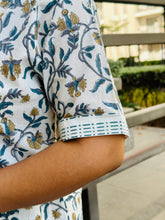 Load image into Gallery viewer, White & Grey Hand Block Printed Cotton Kurta Pant Co-Ord Set For Women