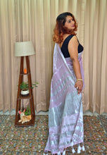 Load image into Gallery viewer, Lavender & Silver Tissue Skirt Border Saree For Women