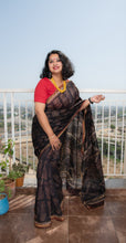 Load image into Gallery viewer, Black Block Printed Chanderi Saree