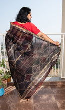 Load image into Gallery viewer, Black Block Printed Chanderi Saree