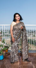 Load image into Gallery viewer, Brown- Grey Hand Block Printed Saree