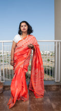 Load image into Gallery viewer, Red Hand Block Printed Chanderi Saree