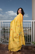Load image into Gallery viewer, Hand Painted Mustard Chanderi Saree