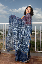 Load image into Gallery viewer, Devi Indigo Block Printed Chanderi Saree