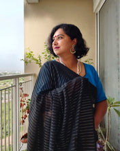Load image into Gallery viewer, Black Khadi-Cotton Zari Sari