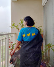 Load image into Gallery viewer, Black Khadi-Cotton Zari Sari