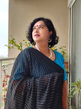 Load image into Gallery viewer, Black Khadi-Cotton Zari Sari