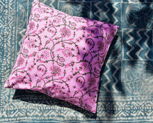 Load image into Gallery viewer, Pink Hand Block Printed Cushion Cover