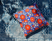 Load image into Gallery viewer, Red Flower Hand Block Printed Cushion Cover