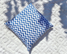 Load image into Gallery viewer, Blue Zig Zac Hand Block Printed Cushion Cover