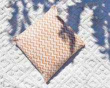Load image into Gallery viewer, Orange Zig Zac Hand Block Printed Cushion Cover