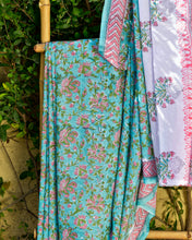 Load image into Gallery viewer, Sea Blues Mulmul Saree