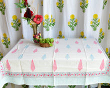 Load image into Gallery viewer, Pink Hand block Printed Cotton Table Cover