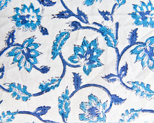 Load image into Gallery viewer, Blue Hand block Printed Cotton Table Cover