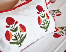 Load image into Gallery viewer, Red Marigold Printed Bedsheet
