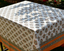 Load image into Gallery viewer, Orange Buta Printed Cotton Table Cover (6 Seater)