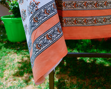 Load image into Gallery viewer, Orange Buta Printed Cotton Table Cover (6 Seater)