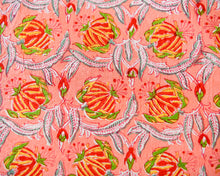Load image into Gallery viewer, Peach Flower Hand Block Printed Bedsheet