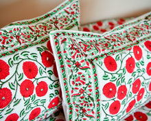 Load image into Gallery viewer, Red Flower Hand Block Printed Bedsheet
