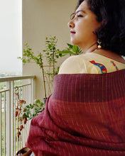 Load image into Gallery viewer, Maroon Khadi-Cotton Zari Sari