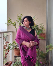 Load image into Gallery viewer, Purple Khadi-Cotton Zari Sari