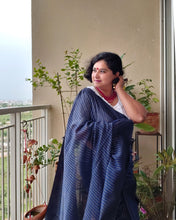 Load image into Gallery viewer, Blue Khadi-Cotton Zari Sari