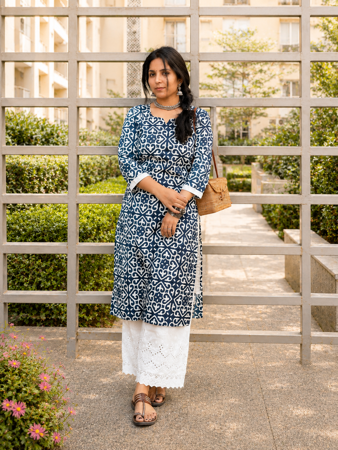 Indigo Mosaic Pure Cotton Kurta
