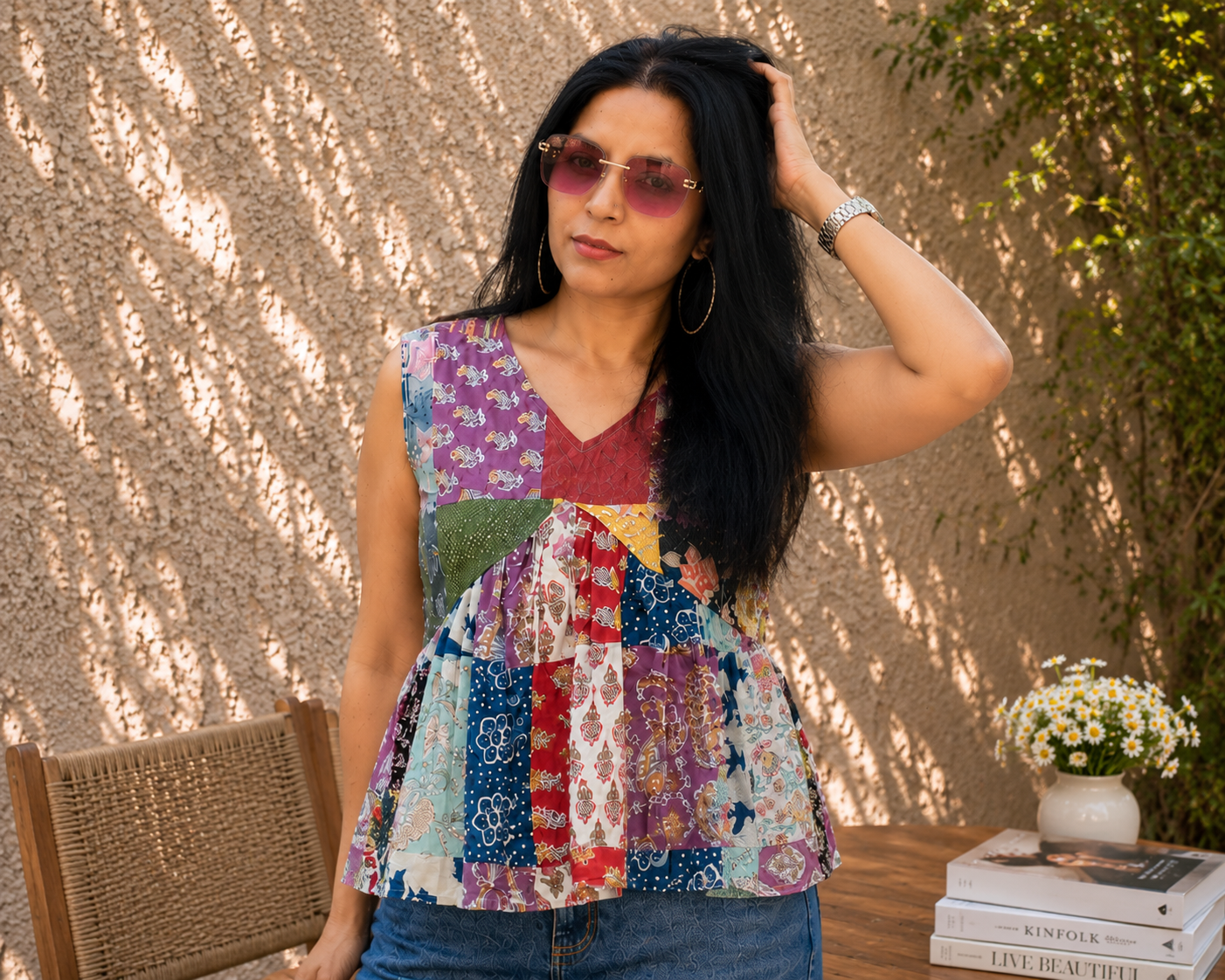 Boho Soul Patchwork Peplum Top