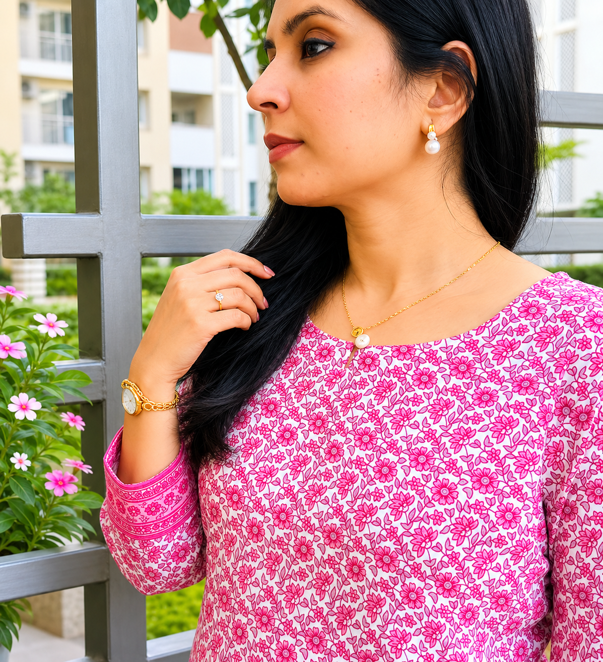 Rosé Garden Pure Cotton Short Top