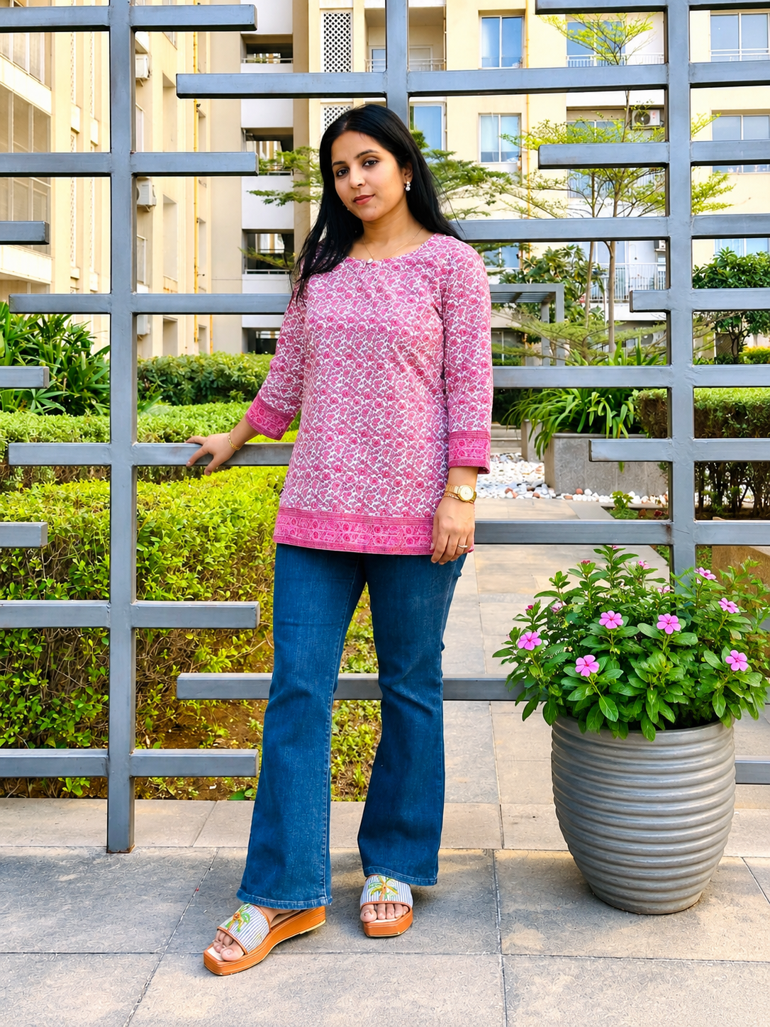 Rosé Garden Pure Cotton Short Top