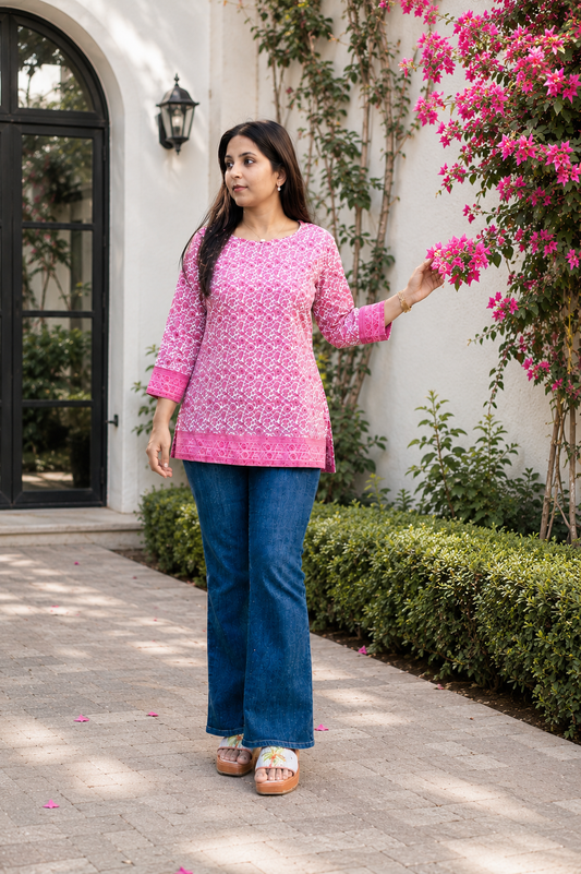 Rosé Garden Pure Cotton Short Top