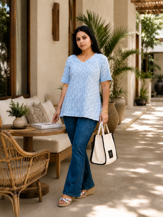 Sky Mist Pure Cotton Short Top