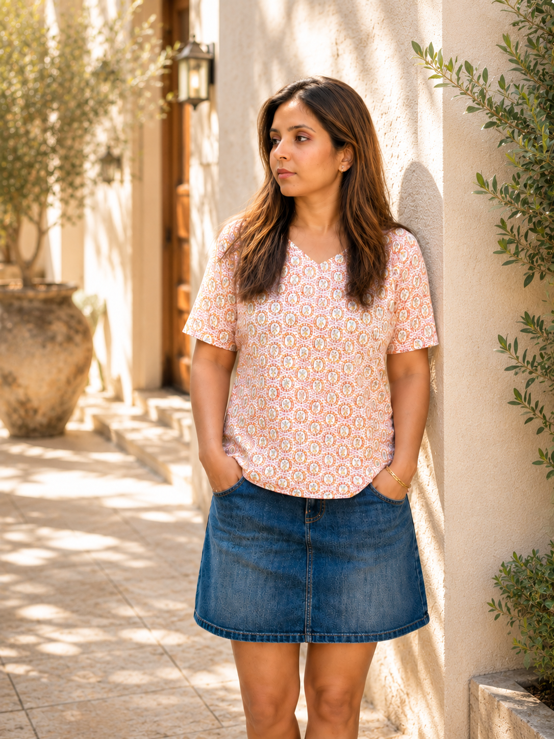 Sunset Bloom Pure Cotton Short Top