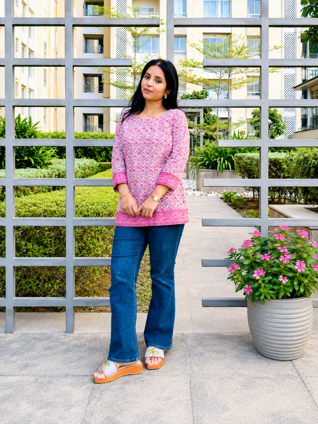 Rosé Garden Pure Cotton Short Top