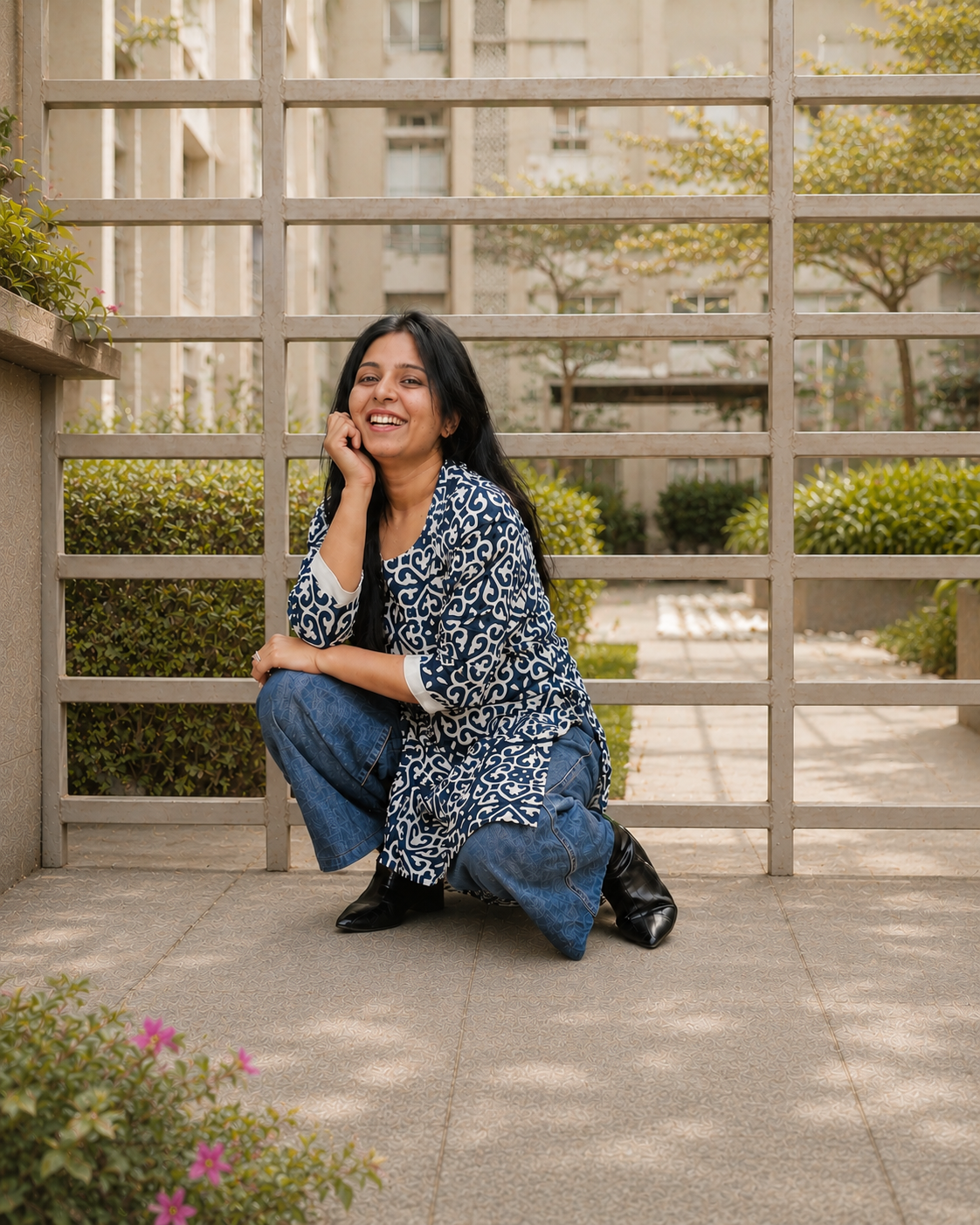 Indigo Mosaic Pure Cotton Kurta