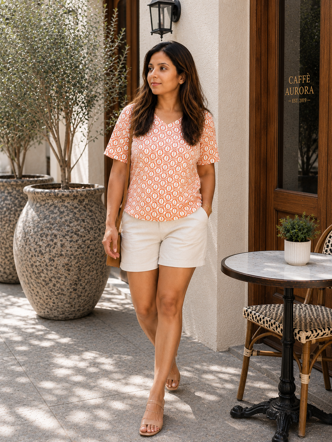 Sunset Bloom Pure Cotton Short Top