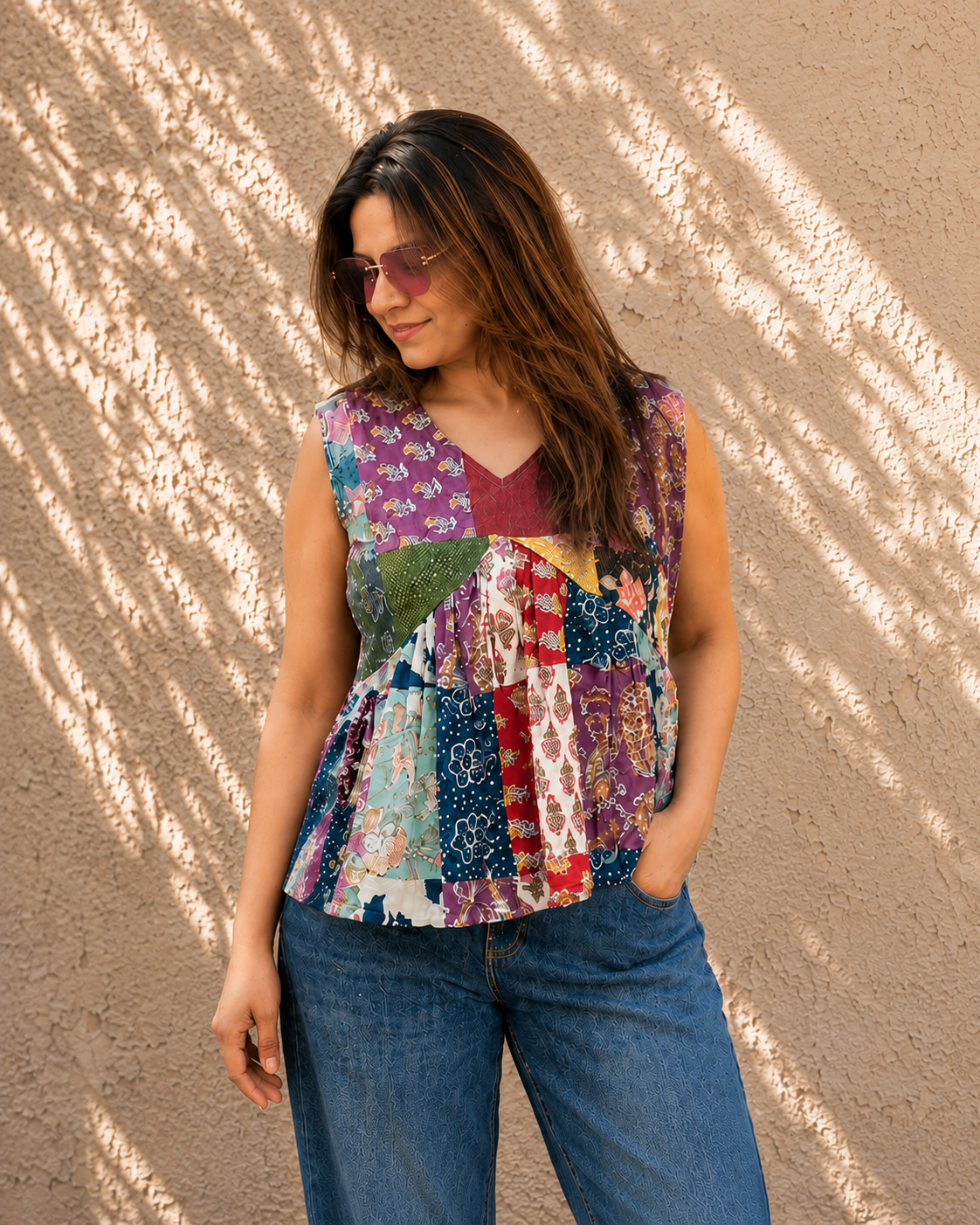 Boho Soul Patchwork Peplum Top
